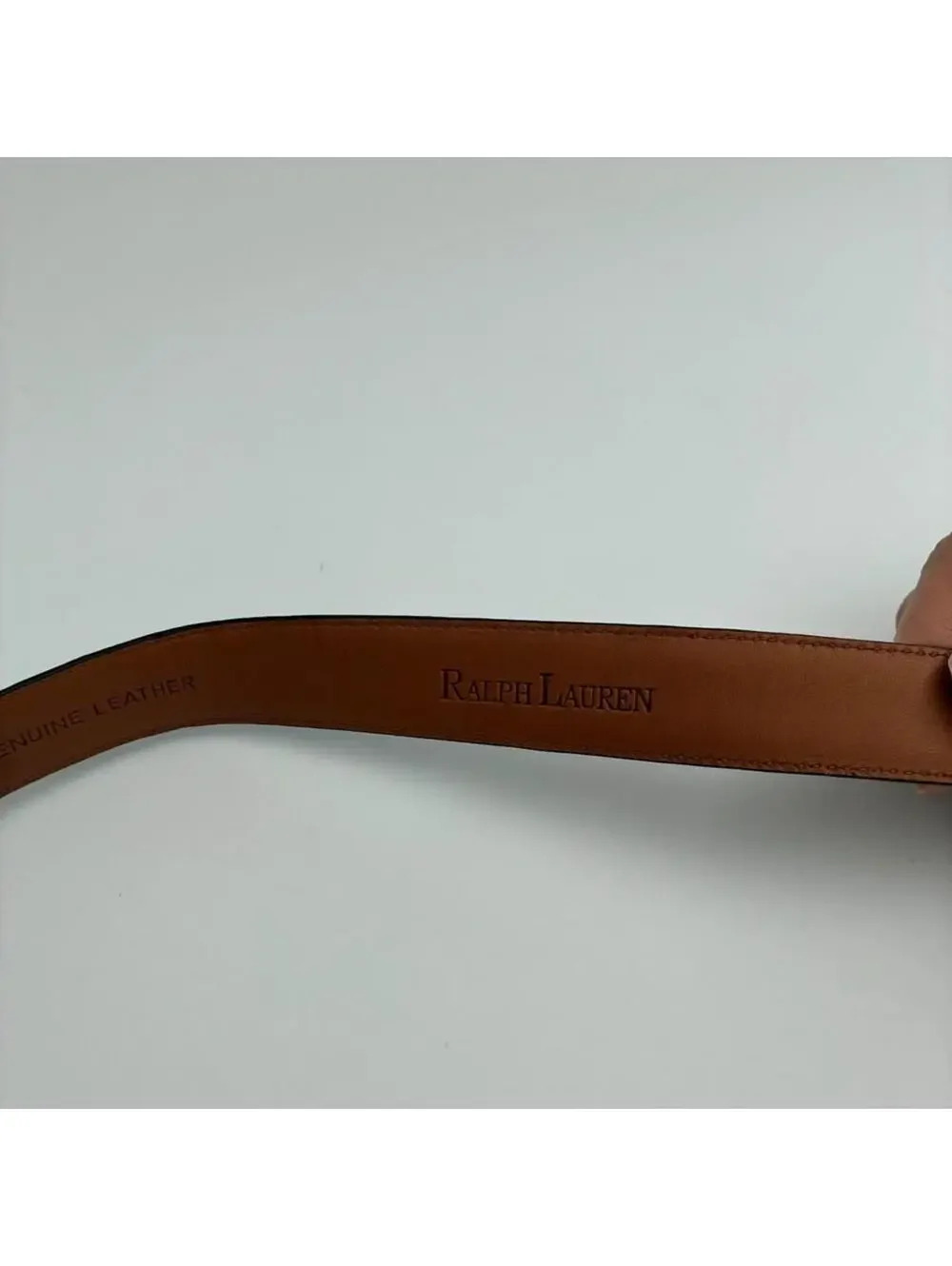 Ralph Lauren Brown Croc Embossed Genuine Leather Belt Buckle Women’s L 33-35”